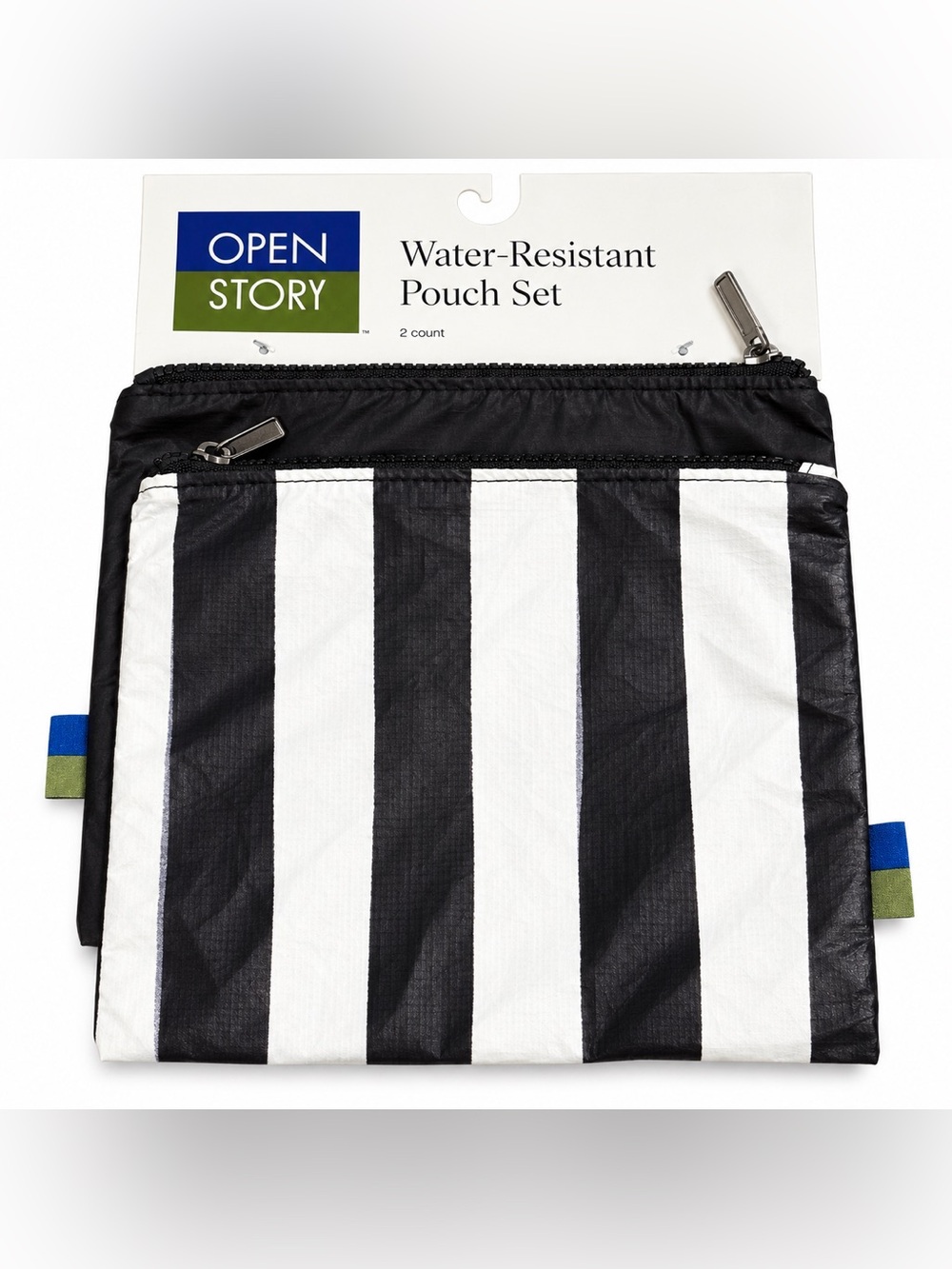Water-Resistant Pouch Set - Black and White and Solid Black